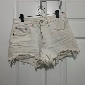 Levi's 501 White Denim Jean Shorts